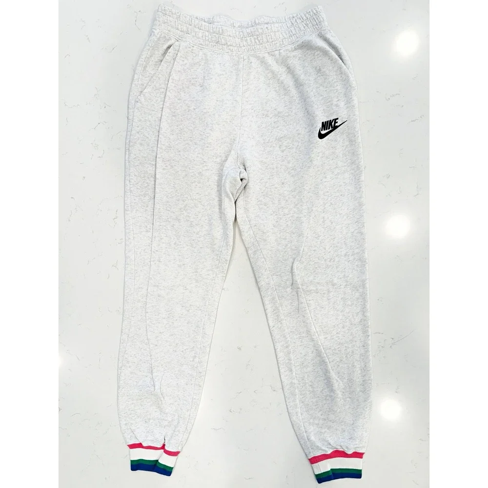 Nike Women's Gray Heritage Fleece Jogger Pants Elastic Waist Size S CU5909-051